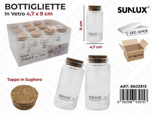 Sunlux Bottigliette in Vetro c/Tappo Sughero 4.7*9CM