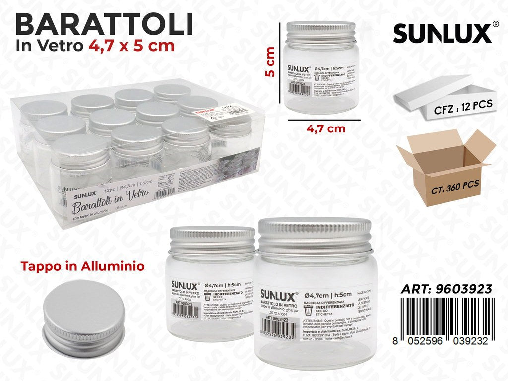 Sunlux Bottigliette Vetro c/Tappo Allum. 4.7*5CM