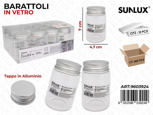Sunlux Bottigliette Vetr. c/Tappo Allum. 4.7*7CM
