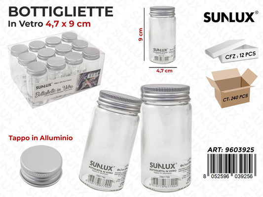 Sunlux Bottigliette Vetr. c/Tappo Allum. 4.7*9 Cm