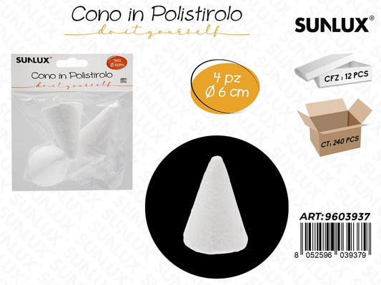 Sunlux Cono in Polistirolo 4PCS 6CM