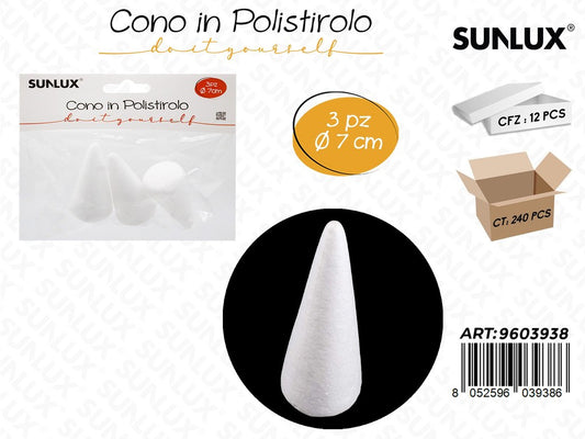 Sunlux Cono in Polistirolo 3PCS 7CM