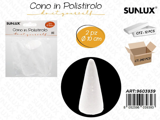 Sunlux Cono in Polistirolo 2PCS 10CM
