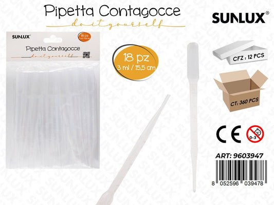 PIPETTA CONTAGOCCE 18PCS 3ML 15.5CM
