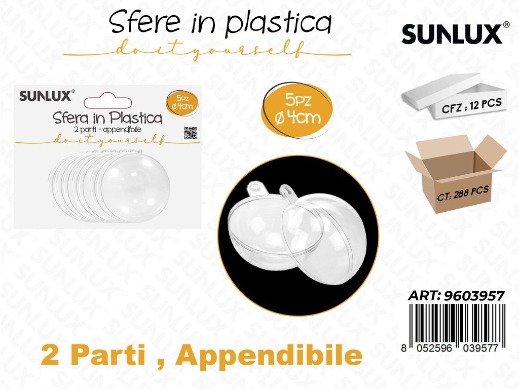 Sunlux Sfere in Plast. Append. 5PCS 4CM