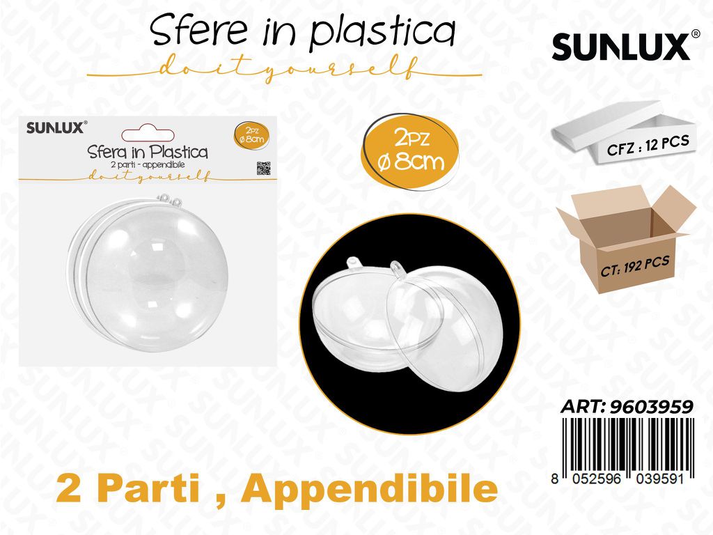 Sunlux Sfere in Plast. Append. 2PCS 8CM