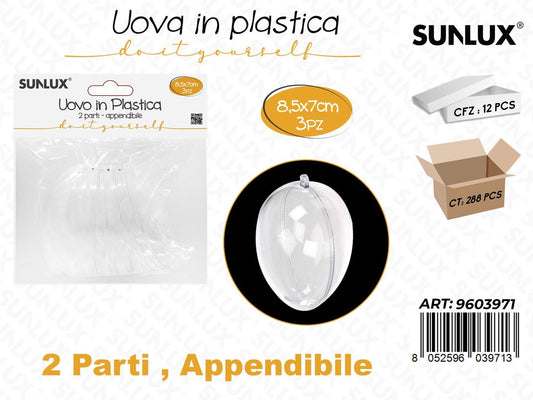 Sunlux Uovo in Plast. Append. 3PCS 8.5*7CM