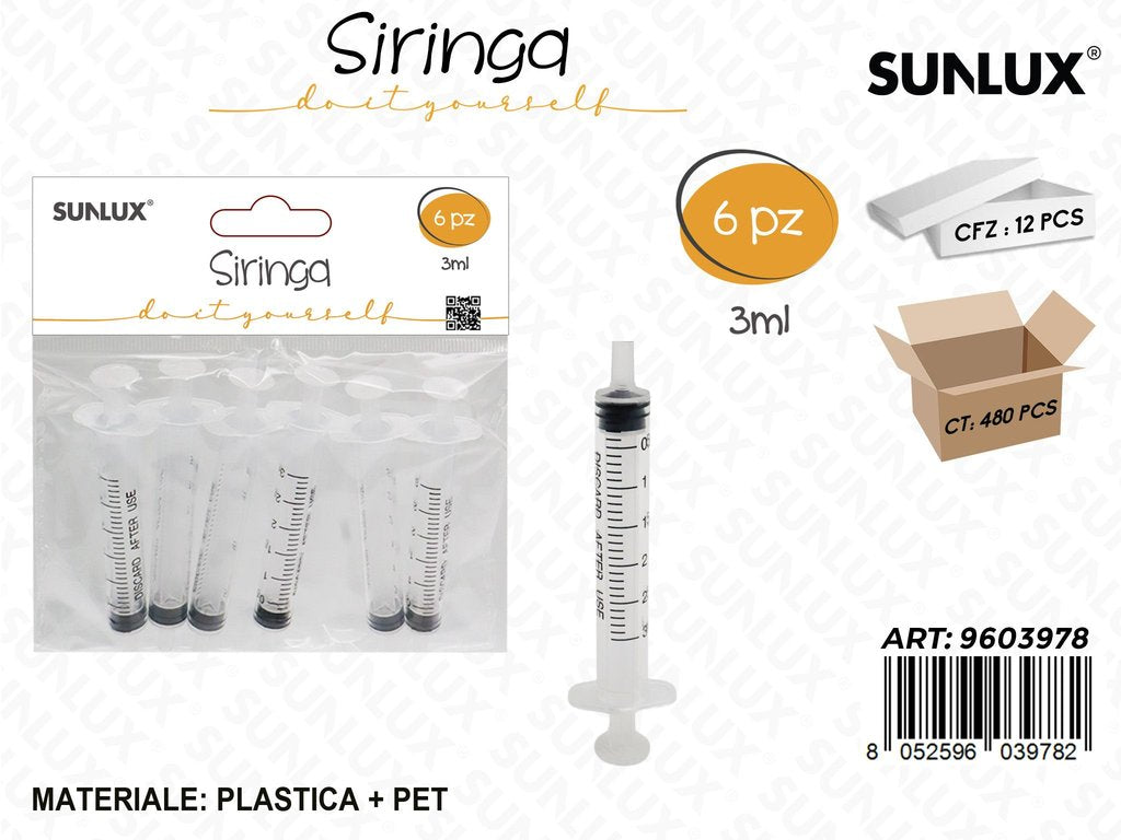Sunlux Siringa Diy 3ML 6PCS