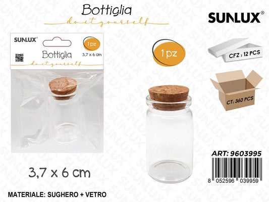Sunlux Bottiglia in Vetro c/Tappo Sughero 3.7*6CM