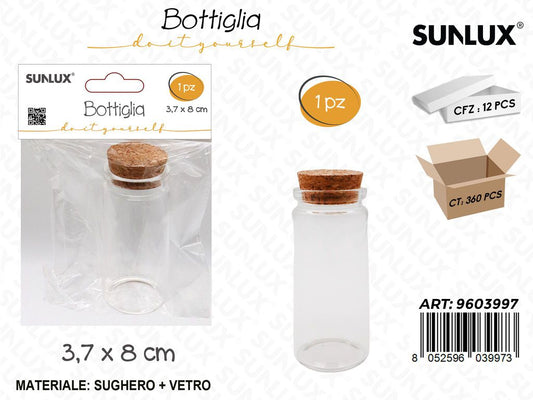 Sunlux Bottiglia in Vetro c/Tappo Sughero 3.7*8CM