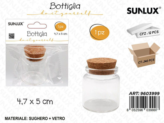 Sunlux Bottiglia in Vetro c/Tappo Sughero 4.4*5CM