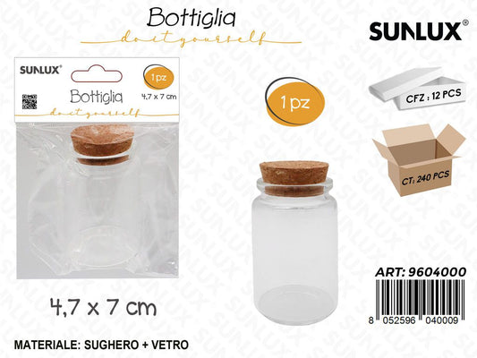 Sunlux Bottiglia in Vetro c/Tappo Sughero 4.7*7CM
