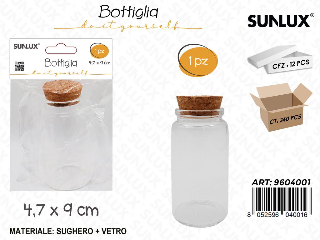 Sunlux Bottiglia in Vetro c/Tappo Sughero 4.7*9CM