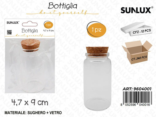 Sunlux Bottiglia in Vetro c/Tappo Sughero 4.7*9CM