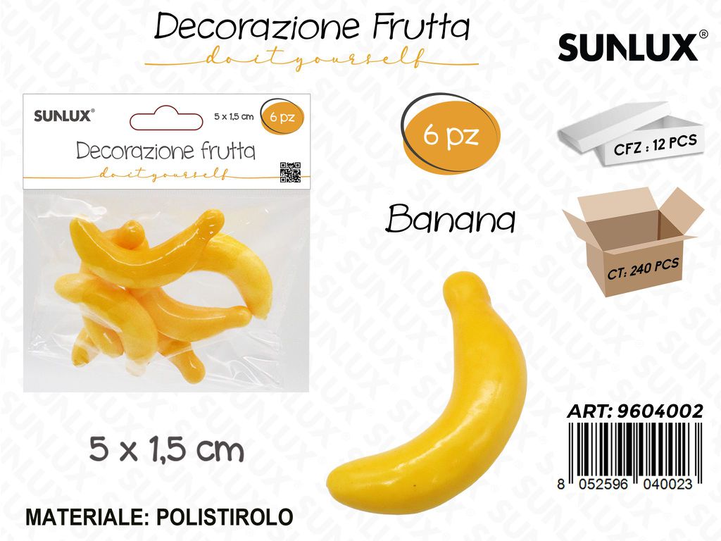 Sunlux Dec. Frutta Banana 6PCS 5*1.5CM