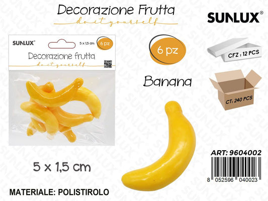 Sunlux Dec. Frutta Banana 6PCS 5*1.5CM