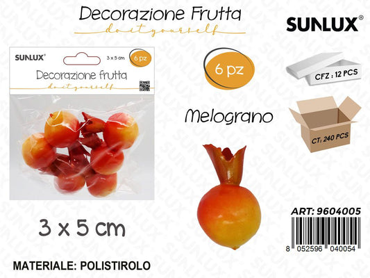 Sunlux Dec. Frutta Melograno 6PCS 3*5CM