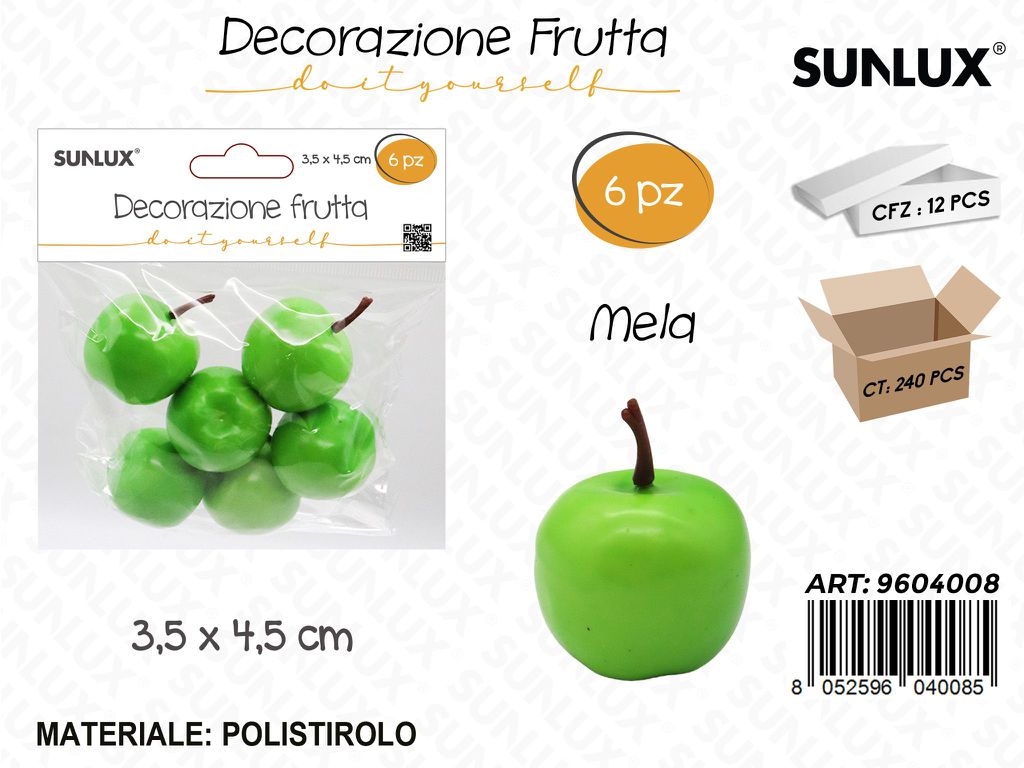 Sunlux Dec. Frutta Mela 6PCS 3.5*4.5CM