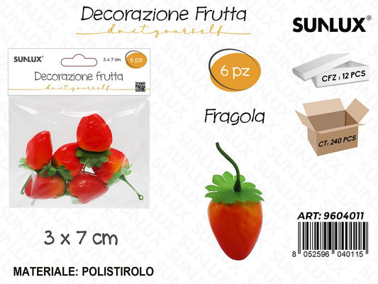 Sunlux Dec. Frutta Fragola 6PCS 3*7CM