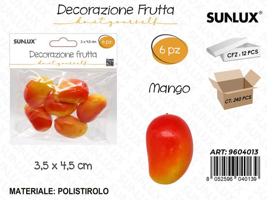 Sunlux Dec. Frutta Mango 6PCS 3.5*4.5CM
