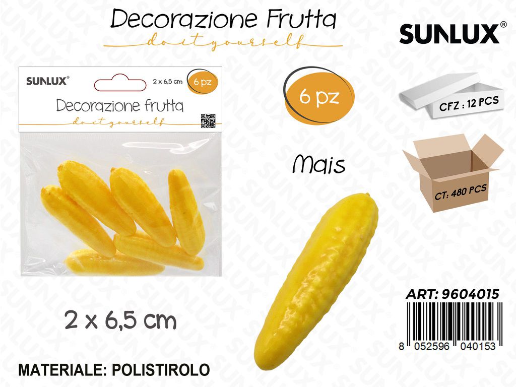 Sunlux Dec. Frutta Mais 6PCS 2*6.5CM