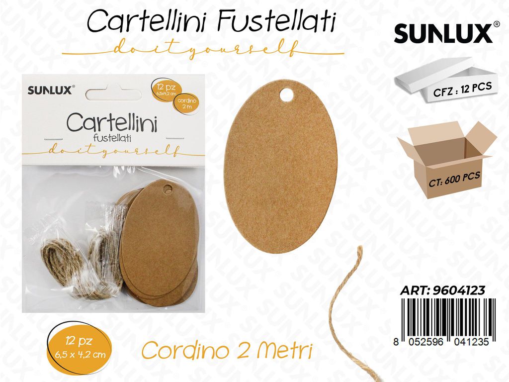 Cartellini Fustellati Avana 12PCS 6.5*4.2CM