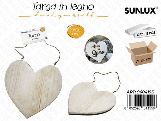 Sunlux Targa in Legno c/ Cordoncino 20*20 Cm