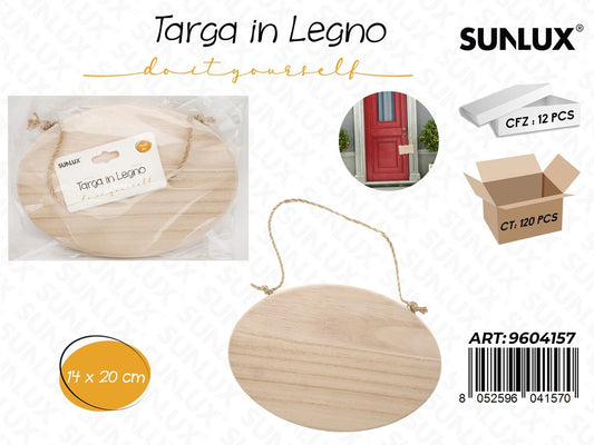 Sunlux Targa in Legno c/ Cordoncino 14*20CM
