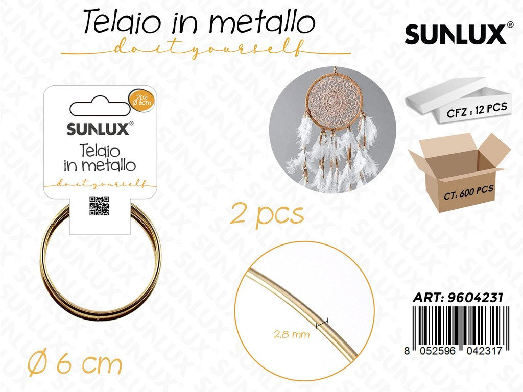 Sunlux Telaio in Metallo 2PCS D.6CM*2.8MM