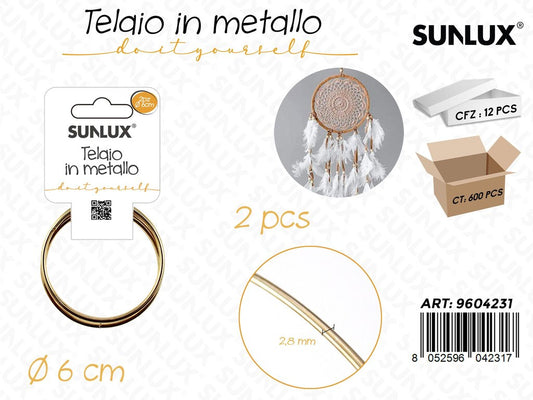Sunlux Telaio in Metallo 2PCS D.6CM*2.8MM