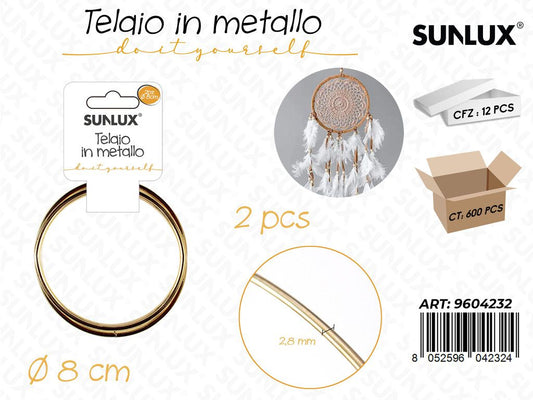 Sunlux Telaio in Metallo 2PCS D.8CM*2.8MM