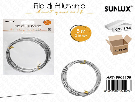 Sunlux Filo di Alluminio Arg. D.1.5MM*5MT