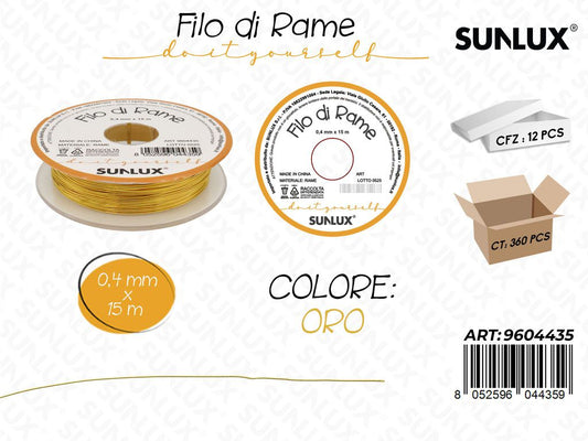 Sunlux Filo di Rame Oro 0.4MM*15M
