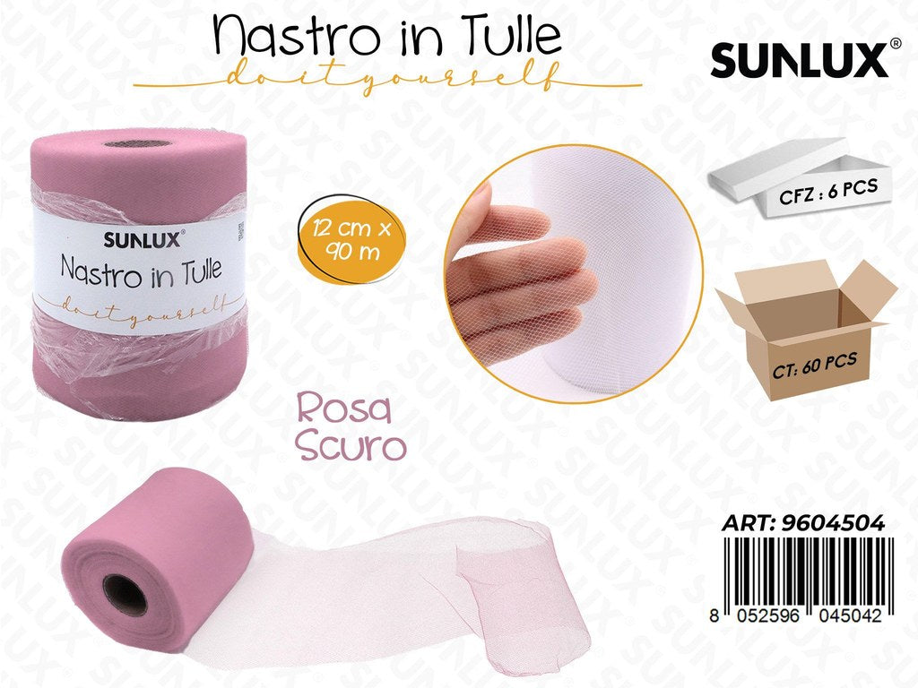 Sunlux Nastro in Tulle Rosa Sc. 12CM*90MT