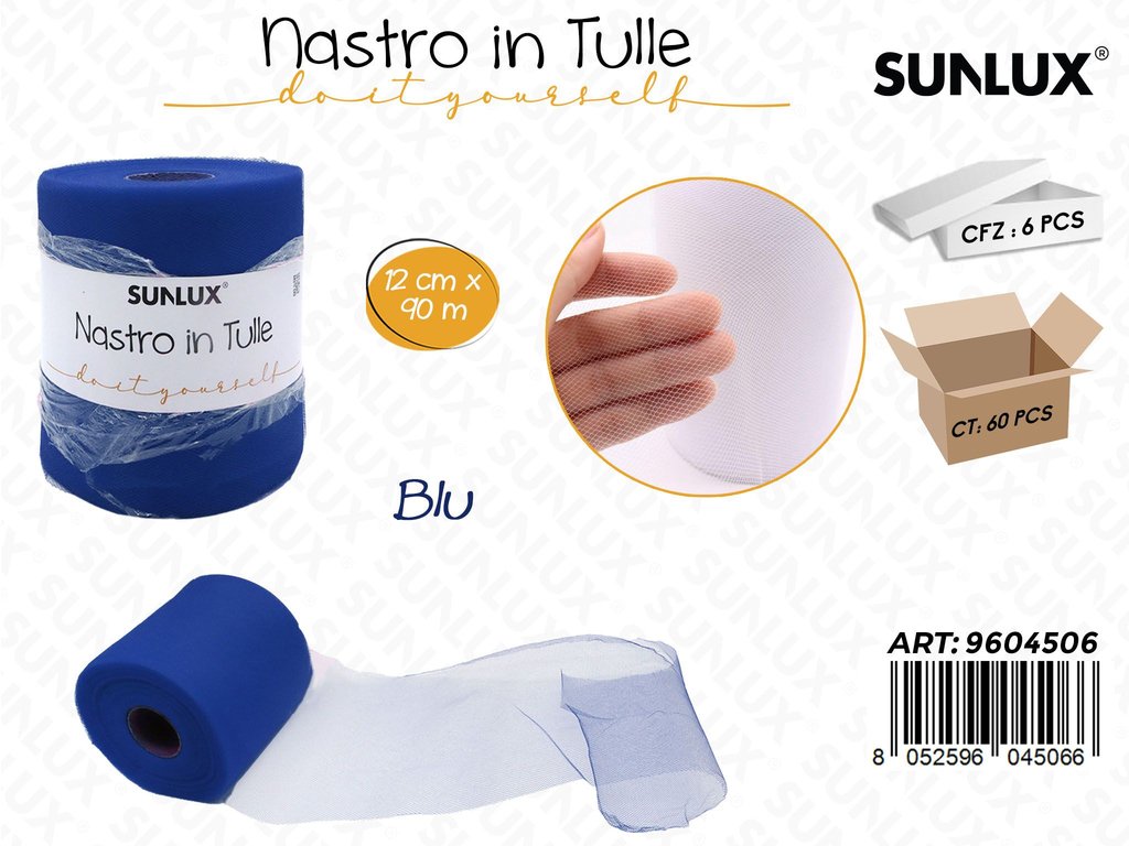 Sunlux Nastro in Tulle Blu 12CM*90MT
