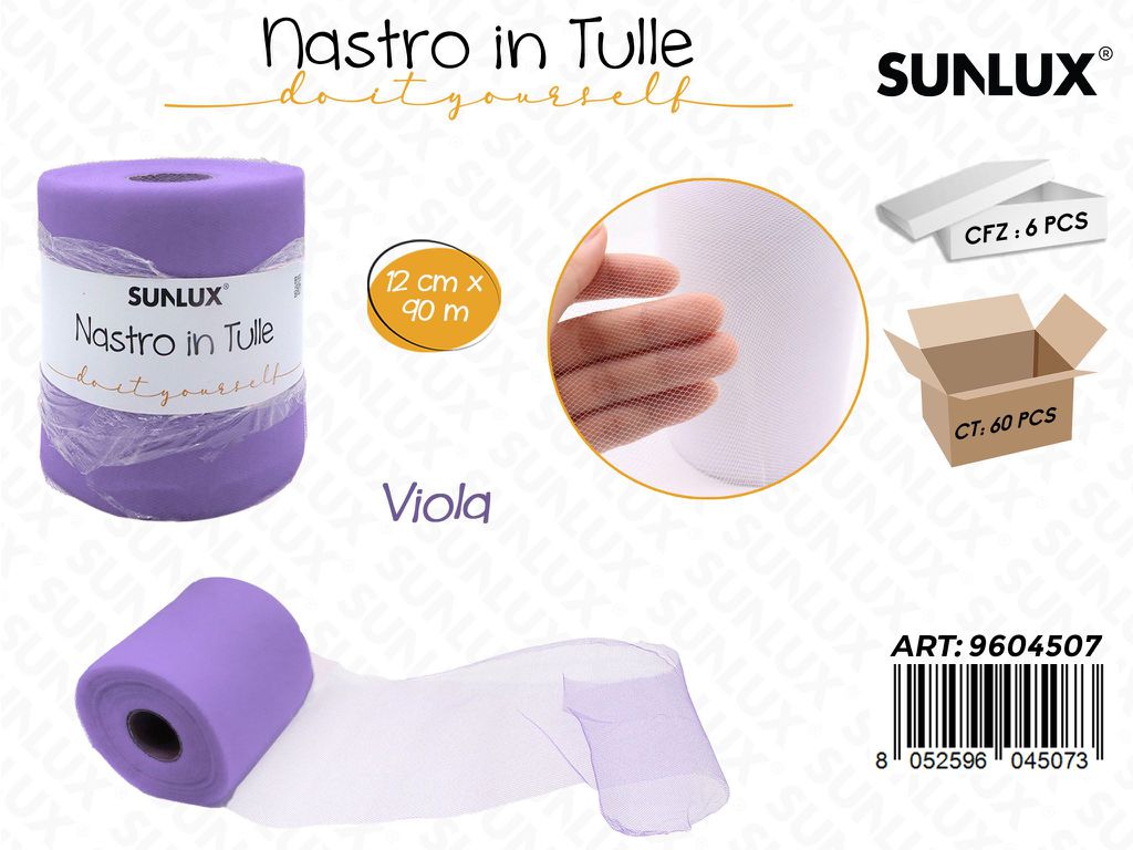 Sunlux Nastro in Tulle Viola 12CM*90MT