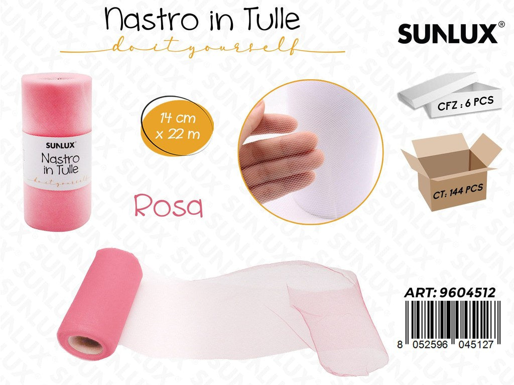 Sunlux Nastro di Tulle Rosa 14CM*22MT