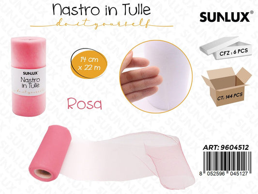 Sunlux Nastro di Tulle Rosa 14CM*22MT