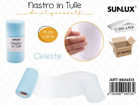 Sunlux Nastro di Tulle Celeste 14CM*22MT