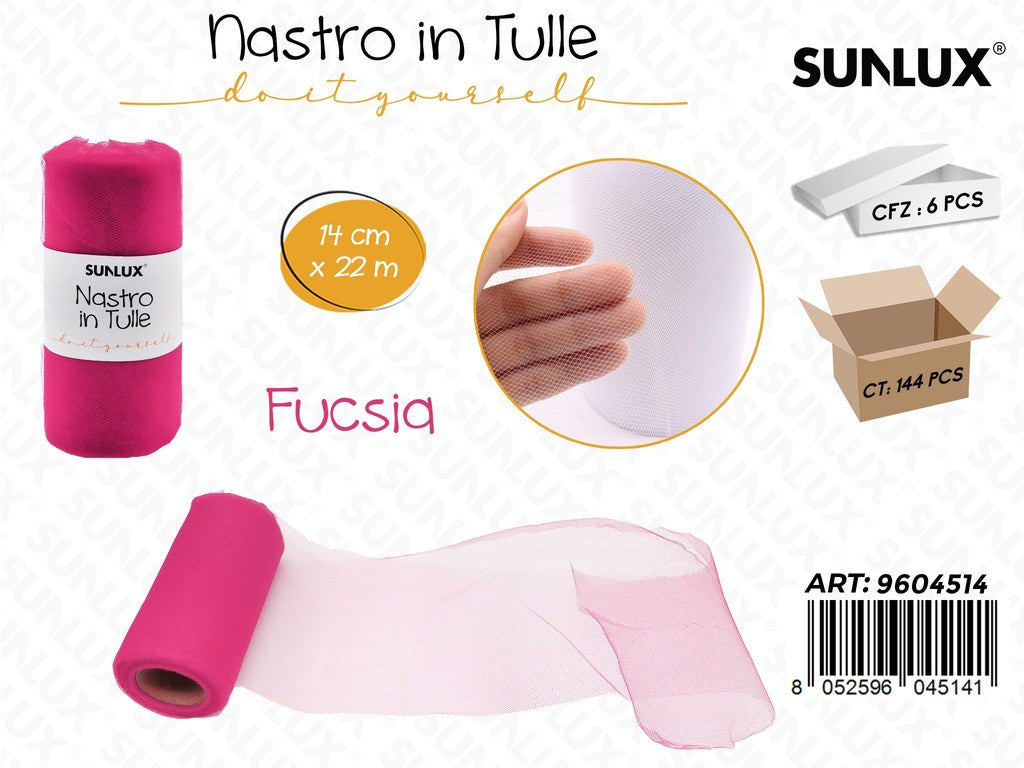 Sunlux Nastro di Tulle Fucsia 14CM*22MT