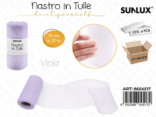 Sunlux Nastro di Tulle Viola 14CM*22MT