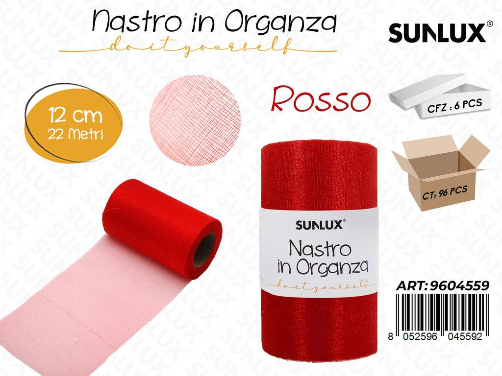NASTRO IN ORGANZA ROSSO 12CM*22MT