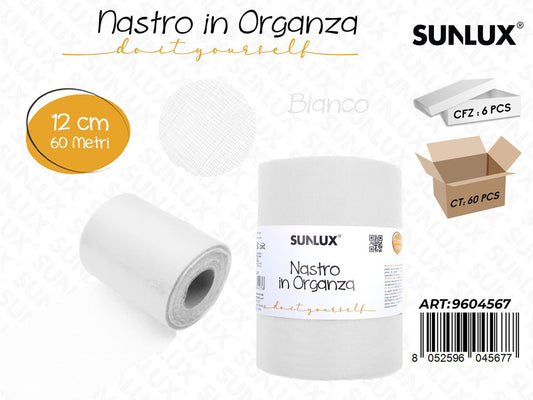 Sunlux Nastro Organza Bianco 12CM*60MT