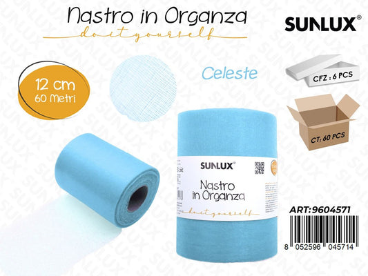 Sunlux Nastro Organza Celeste 12CM*60MT