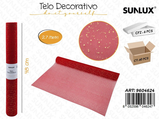 Sunlux Telo Dec. Rosso c/Brillantini 48CM*2.7MT