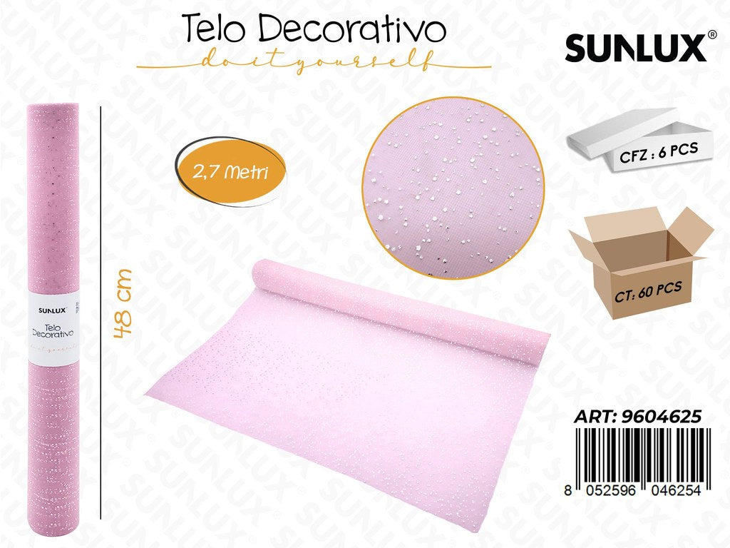 Sunlux Telo Dec. Rosa c/Brillantini 48CM*2.7MT