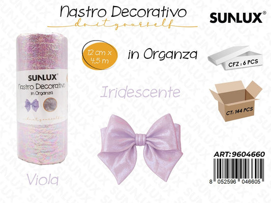 Sunlux Nastro Dec.in Organza 12CM*4.5M Viola Iridescente