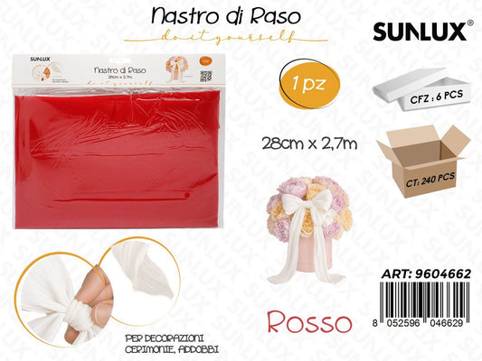 Sunlux Nastro in Raso Rosso 28CM*2.7MT