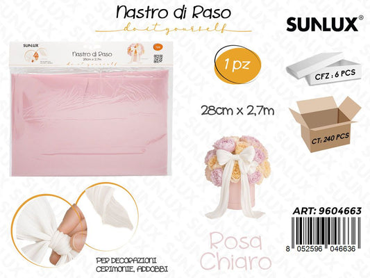 Sunlux Nastro in Raso Rosa Ch. 28CM*2.7MT