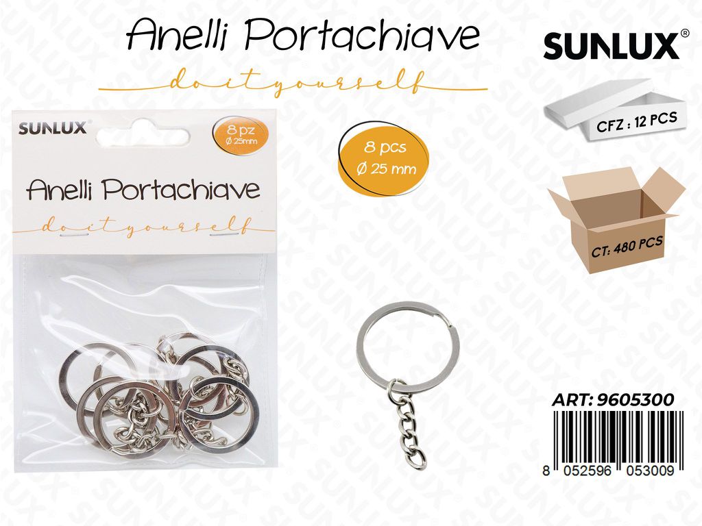 Sunlux Anelli Portachiave 8PCS 25MM